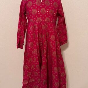 Elegant Red and Gold Kids Dress